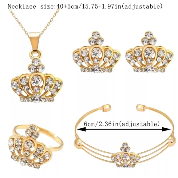 Royal & Stylish Napier 9k Gold & Lab Diamond Royal Crown 4 Piece Set - Picture 6 of 7